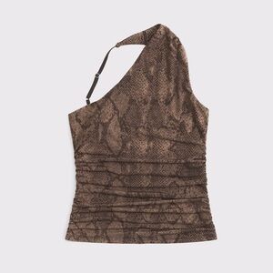 Abercrombie & Fitch Asymmetrical Strap Top in Snakeskin - M